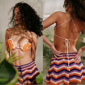 NWT AGUA BENDITA Naima Boreal Crochet Bikini Top Large